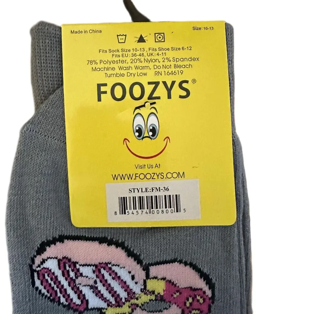 NWT Foozys Gray Coffee Donuts Patterned Crew Socks Men One Size